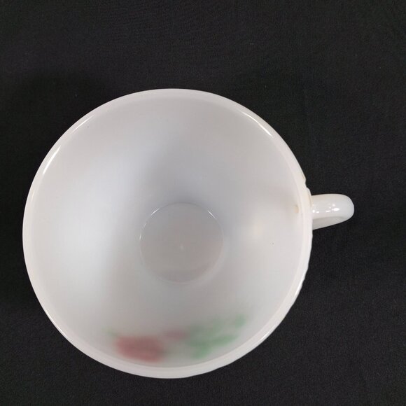 Vintage 60s Collectible Arcopal Rose de France Milk Glass Tea Cup D 4.25xH 2.5in - Picture 5 of 14